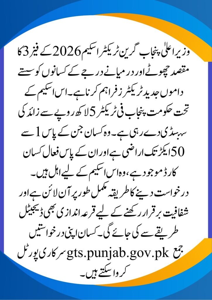 CM Punjab Green Tractor Scheme