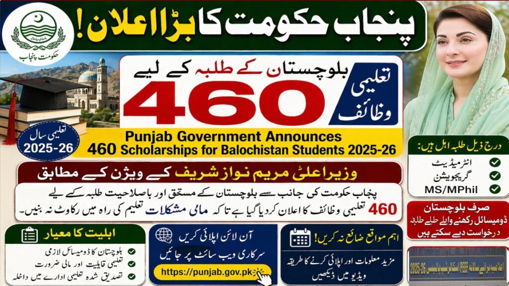 Punjab Government Announces 460 Scholarships for Balochistan Students 2026