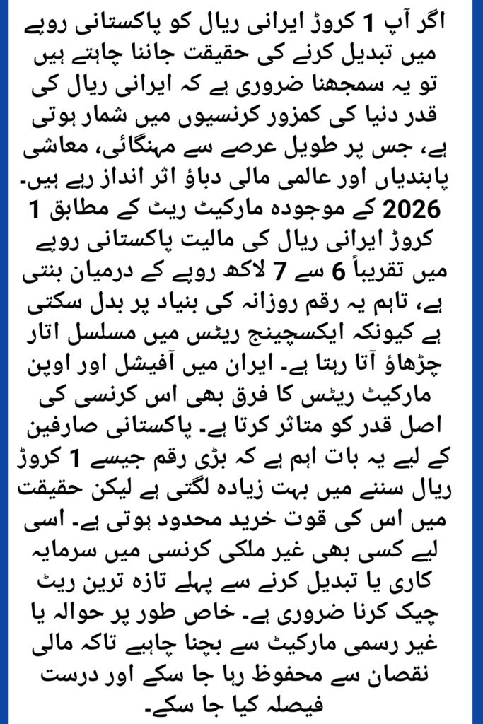 1 Crore Iranian Rial to Pakistani Rupee